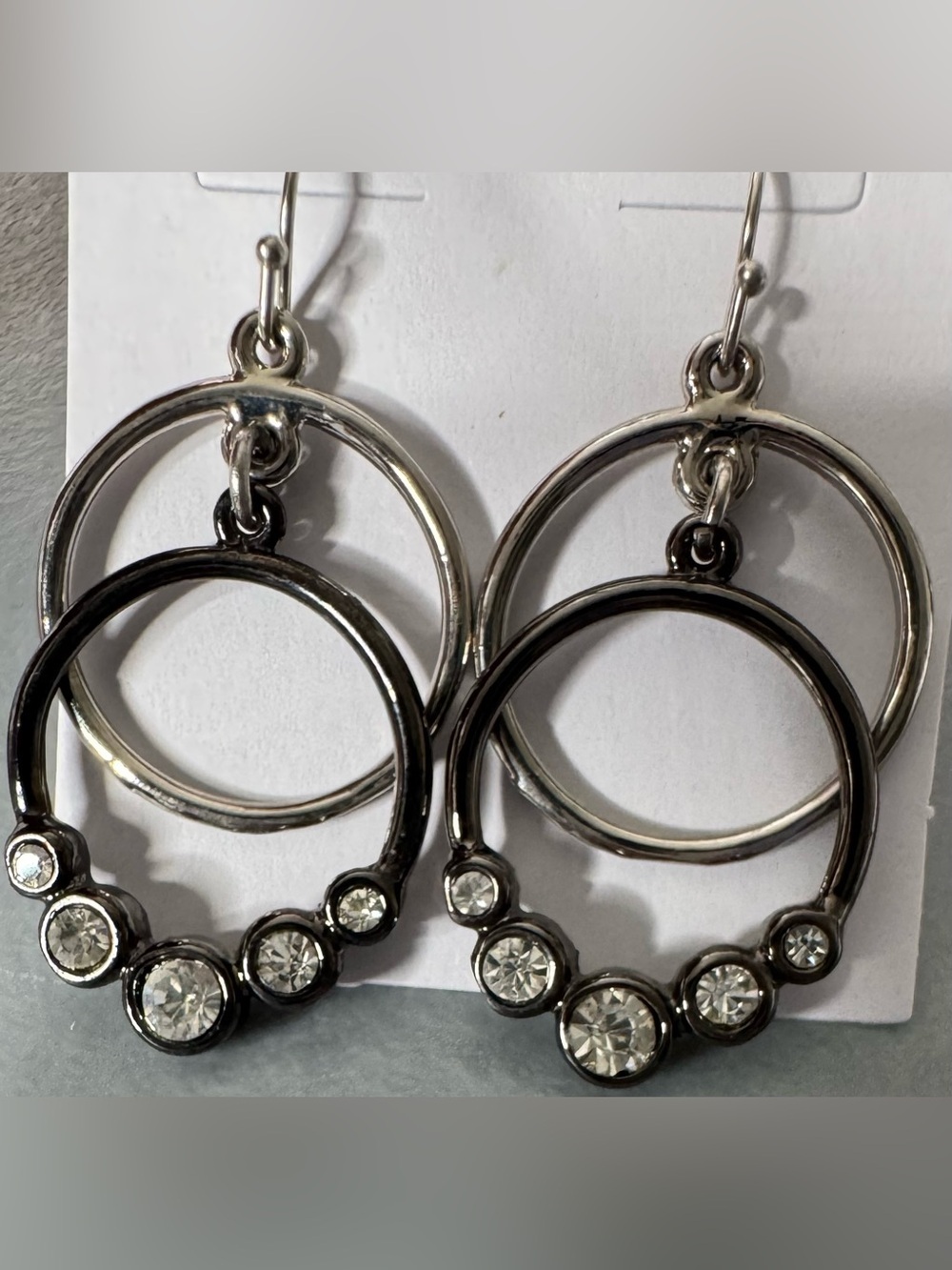 Women's Silver-Tone Hoop Earrings with Clear Crystals elegant classy